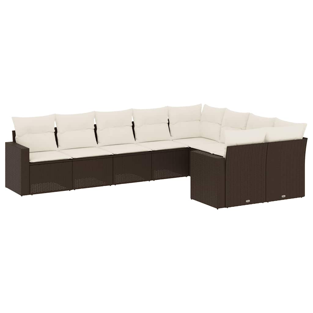 Thumbnail - vidaXL 9-tlg. Garten-Sofagarnitur mit Kissen Braun Poly Rattan