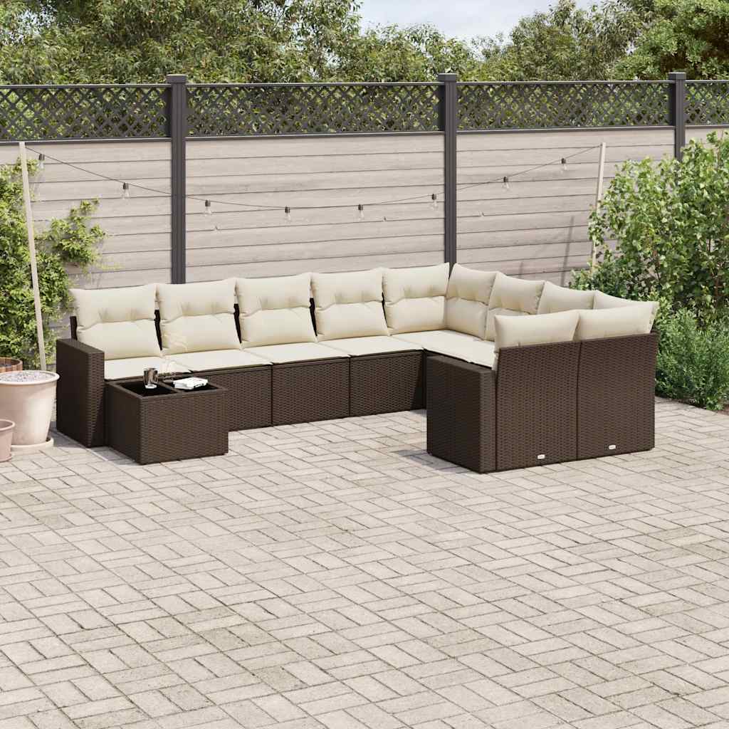 Thumbnail - vidaXL 10-tlg. Garten-Sofagarnitur mit Kissen Braun Poly Rattan