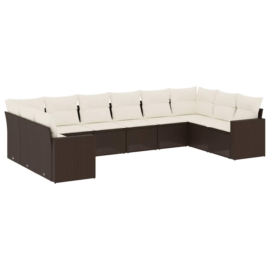Thumbnail - vidaXL 10-tlg. Garten-Sofagarnitur mit Kissen Braun Poly Rattan