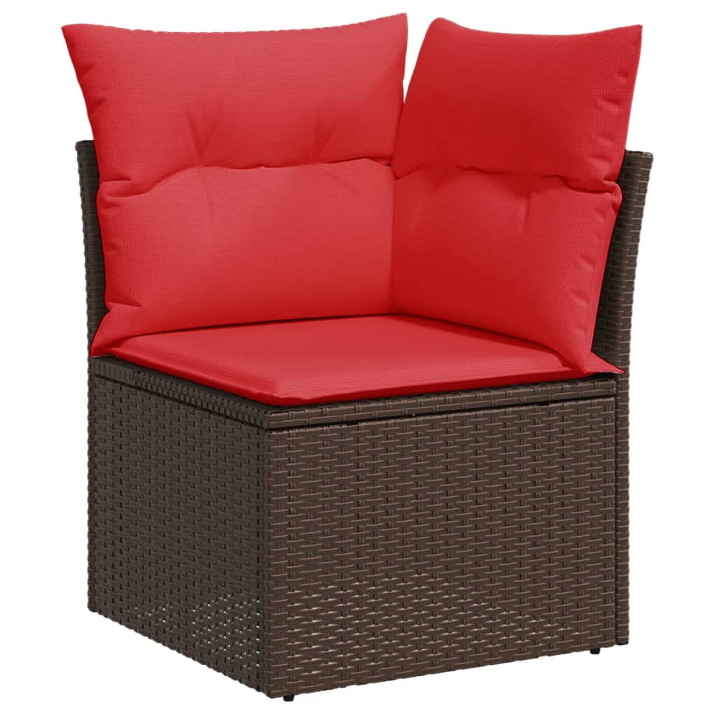 vidaXL 11-delige Loungeset met kussens poly rattan bruin