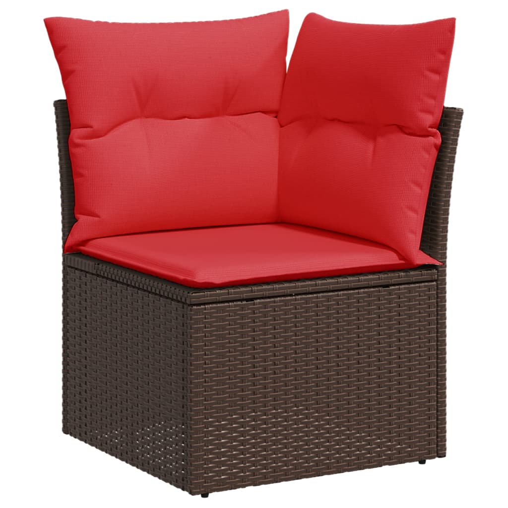 vidaXL 10-delige Loungeset met kussens poly rattan bruin