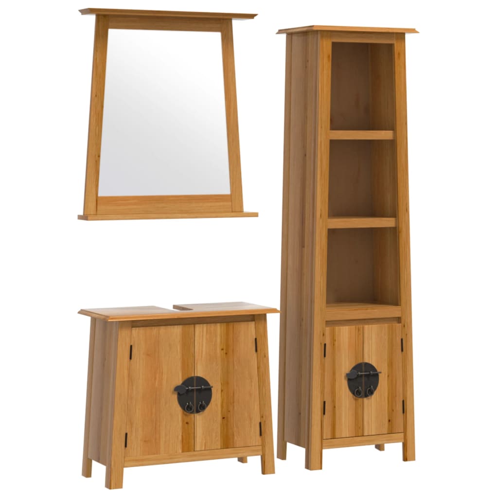 Image of vidaXL 3 Piece Bathroom Furniture Set Solid Wood Pine