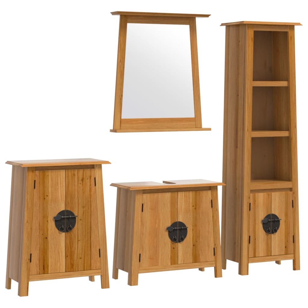 Image of vidaXL 4 Piece Bathroom Furniture Set Solid Wood Pine