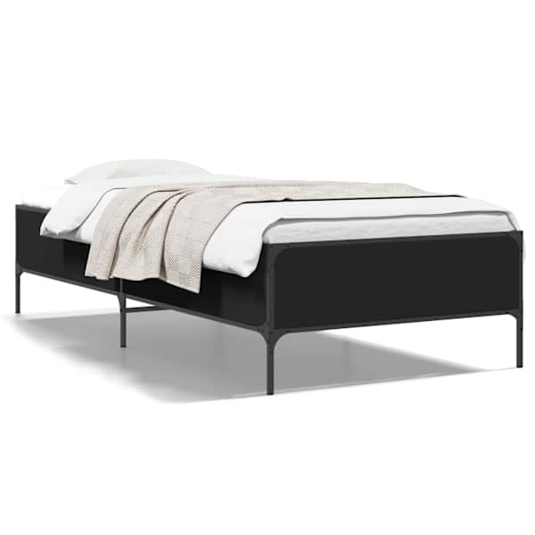 vidaXL voodiraam, must, 100 x 200 cm, tehispuit ja metall