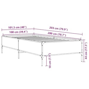 Rám postele černý 100 x 200 cm kompozitní dřevo a kov - obrázek 9