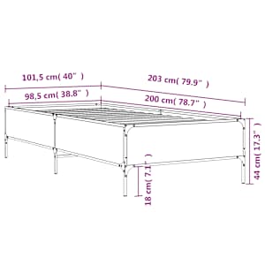 Rám postele kouřový dub 100 x 200 cm kompozitní dřevo a kov - obrázek 9