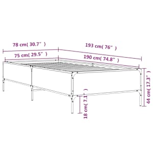 Rám postele dub sonoma 75 x 190 cm kompozitní dřevo a kov - obrázek 9