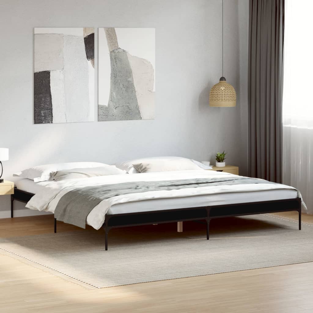 vidaXL sengestel 200x200 cm konstrueret træ og metal sort