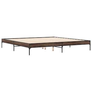 Rám postele hnědý dub 200 x 200 cm kompozitní dřevo a kov - obrázek 3