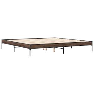 Rám postele hnědý dub 200 x 200 cm kompozitní dřevo a kov - obrázek 6