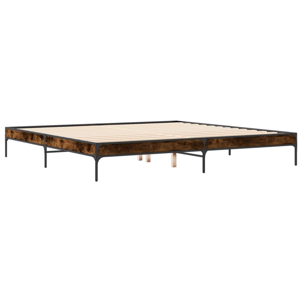 vidaXL Bedframe bewerkt hout metaal gerookt eikenkleurig 180x200 cm afbeelding