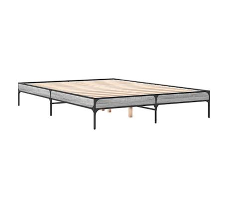 vidaXL Bedframe bewerkt hout metaal grijs sonoma eiken 160x200 cm