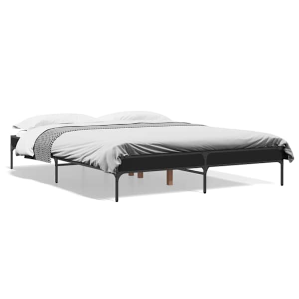 vidaXL voodiraam, must, 150 x 200 cm, tehispuit ja metall