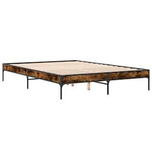 Rám postele kouřový dub 150 x 200 cm kompozitní dřevo a kov - obrázek 6