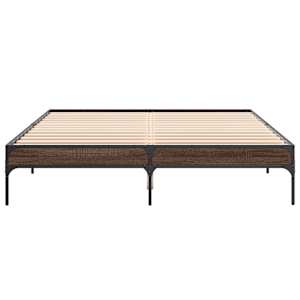 Rám postele hnědý dub 150 x 200 cm kompozitní dřevo a kov - obrázek 4