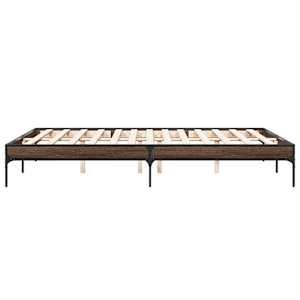 Rám postele hnědý dub 150 x 200 cm kompozitní dřevo a kov - obrázek 5