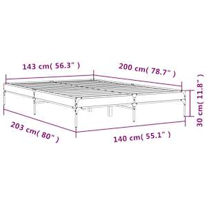 Rám postele kouřový dub 140 x 200 cm kompozitní dřevo a kov - obrázek 9