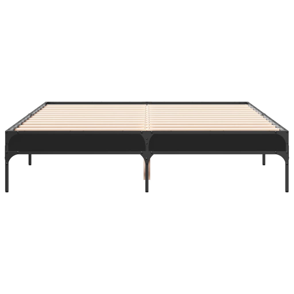 vidaXL Bedframe bewerkt hout metaal zwart 120x200 cm, foto 4