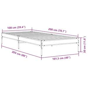 Rám postele černý 100 x 200 cm kompozitní dřevo a kov - obrázek 9