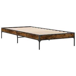 Rám postele kouřový dub 100 x 200 cm kompozitní dřevo a kov - obrázek 3