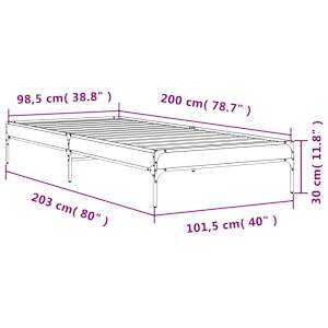 Rám postele kouřový dub 100 x 200 cm kompozitní dřevo a kov - obrázek 9