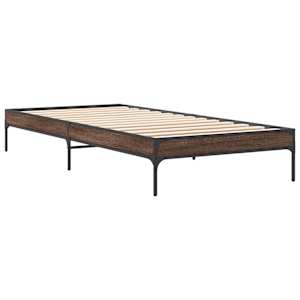 Rám postele hnědý dub 100 x 200 cm kompozitní dřevo a kov - obrázek 3