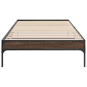 Rám postele hnědý dub 100 x 200 cm kompozitní dřevo a kov - obrázek 4
