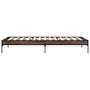Rám postele hnědý dub 100 x 200 cm kompozitní dřevo a kov - obrázek 5