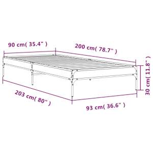 Rám postele dub sonoma 90 x 200 cm kompozitní dřevo a kov - obrázek 9