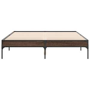 Rám postele hnědý dub 140 x 190 cm kompozitní dřevo a kov - obrázek 4