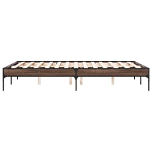 Rám postele hnědý dub 140 x 190 cm kompozitní dřevo a kov - obrázek 5