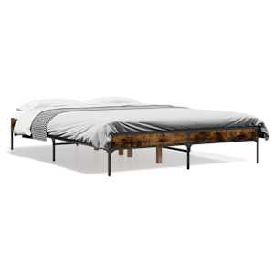Rám postele kouřový dub 135 x 190 cm kompozitní dřevo a kov - obrázek 2