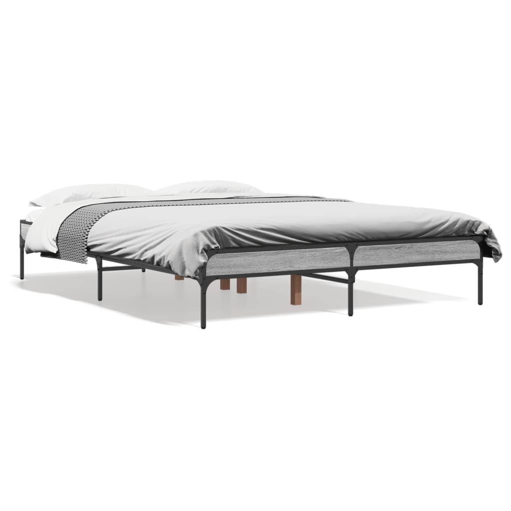 vidaXL Rám postele šedý sonoma 120 x 190 cm kompozitní dřevo a kov
