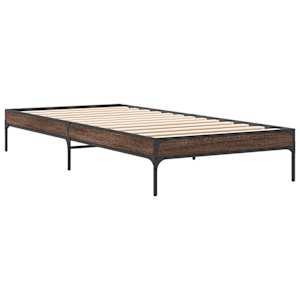Rám postele hnědý dub 90 x 190 cm kompozitní dřevo a kov - obrázek 3