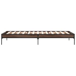 Rám postele hnědý dub 90 x 190 cm kompozitní dřevo a kov - obrázek 5