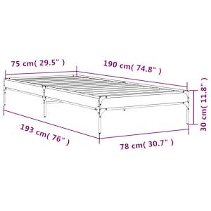 Rám postele černý 75 x 190 cm kompozitní dřevo a kov - obrázek 9