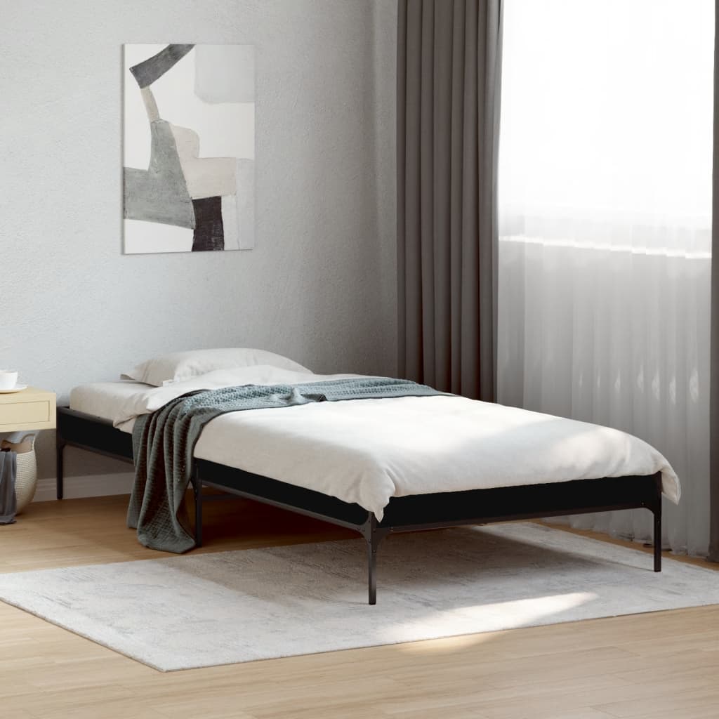 vidaXL sengeramme 75x190 cm konstrueret træ og metal sort