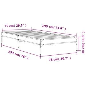 Rám postele hnědý dub 75 x 190 cm kompozitní dřevo a kov - obrázek 9