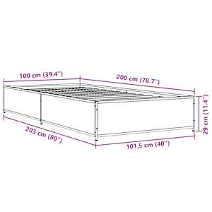 Rám postele černý 100 x 200 cm kompozitní dřevo a kov - obrázek 9