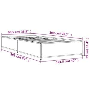 Rám postele kouřový dub 100 x 200 cm kompozitní dřevo a kov - obrázek 9