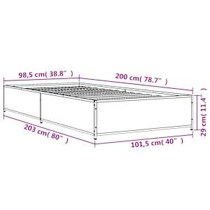 Rám postele šedý sonoma 100 x 200 cm kompozitní dřevo a kov - obrázek 9