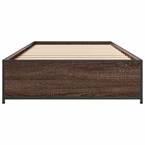 Rám postele hnědý dub 100 x 200 cm kompozitní dřevo a kov - obrázek 4