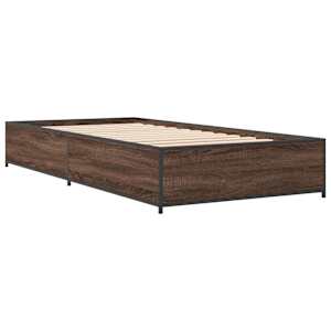 Rám postele hnědý dub 100 x 200 cm kompozitní dřevo a kov - obrázek 6