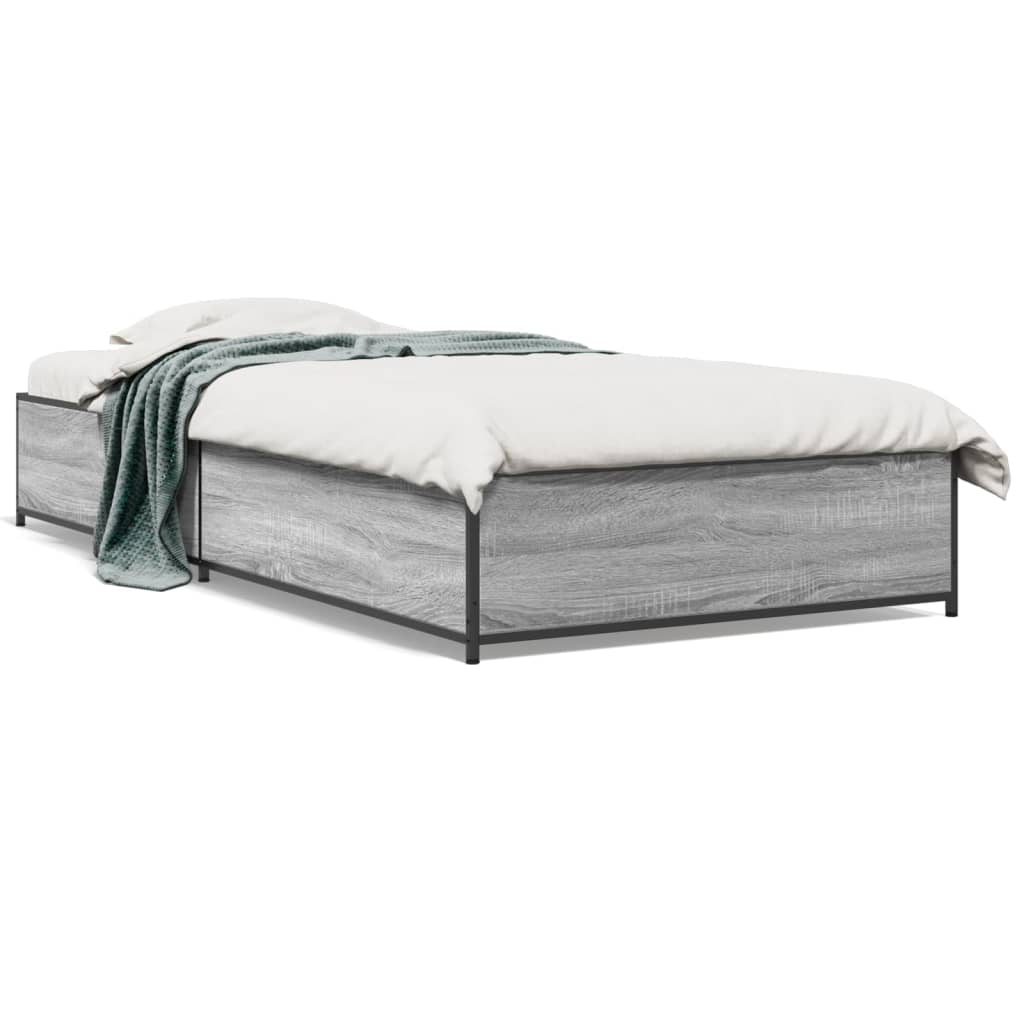 vidaXL Rám postele šedý sonoma 75 x 190 cm kompozitní dřevo a kov