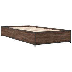 Rám postele hnědý dub 75 x 190 cm kompozitní dřevo a kov - obrázek 3