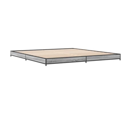 vidaXL sengestel 200x200 cm konstrueret træ og metal grå sonoma-eg
