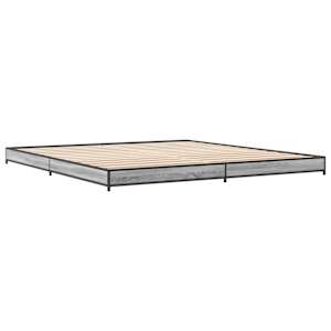 vidaXL sengestel 200x200 cm konstrueret træ og metal grå sonoma-eg