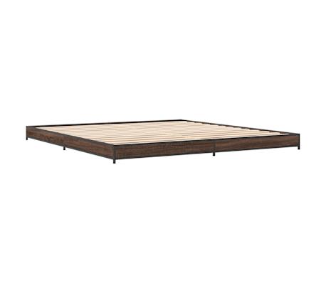 vidaXL Πλαίσιο Κρεβατιού Καφέ Δρυς 180x200 εκ. Επεξ. Ξύλο & Μέταλλο