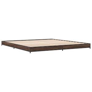 vidaXL Πλαίσιο Κρεβατιού Καφέ Δρυς 180x200 εκ. Επεξ. Ξύλο & Μέταλλο
