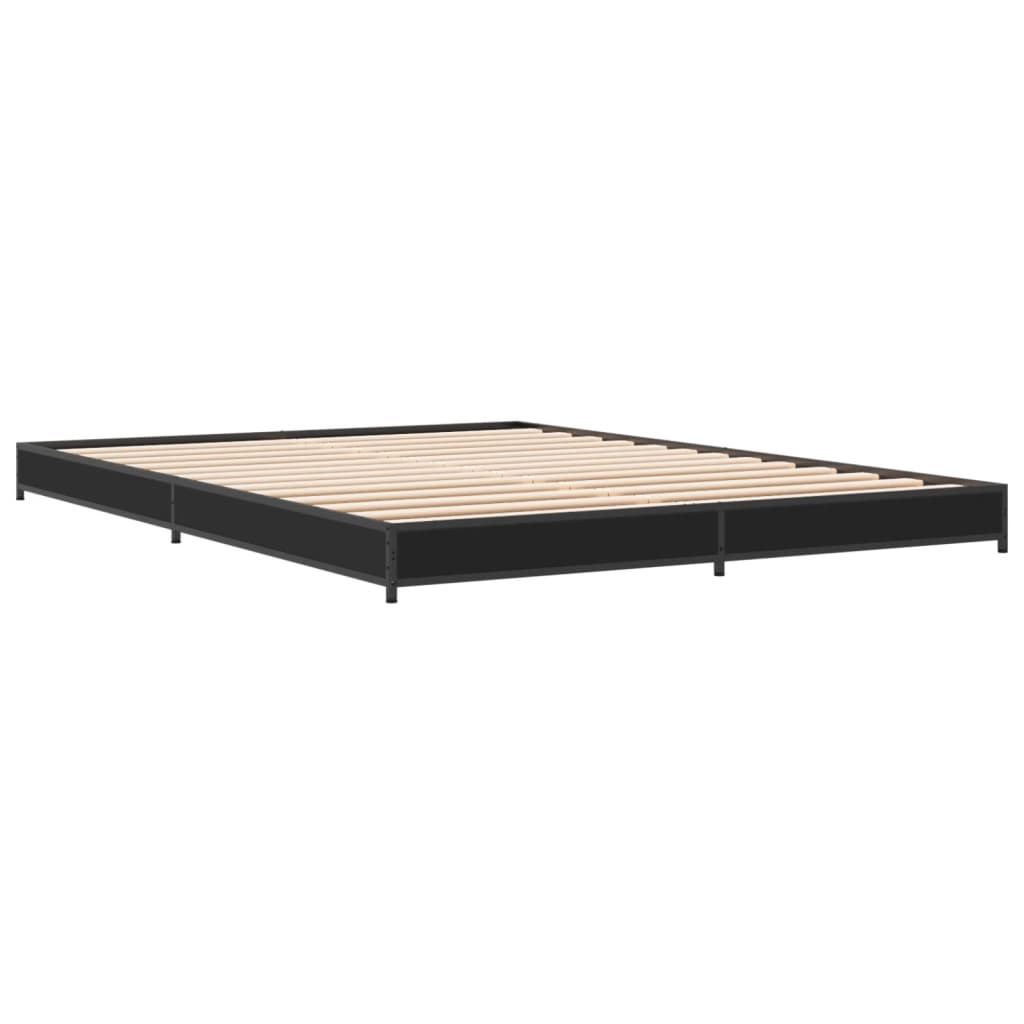 vidaXL Bedframe bewerkt hout metaal zwart 120x200 cm afbeelding